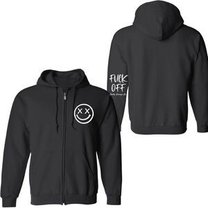 Salty Savage OG Smile F*ck Off Classic Full Zip Hoodie in Black Unisex Small